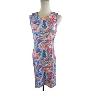 J. McLaughlin Sleeveless Sophia Dress Coral Pink Marblehead Sheath Size Small‎